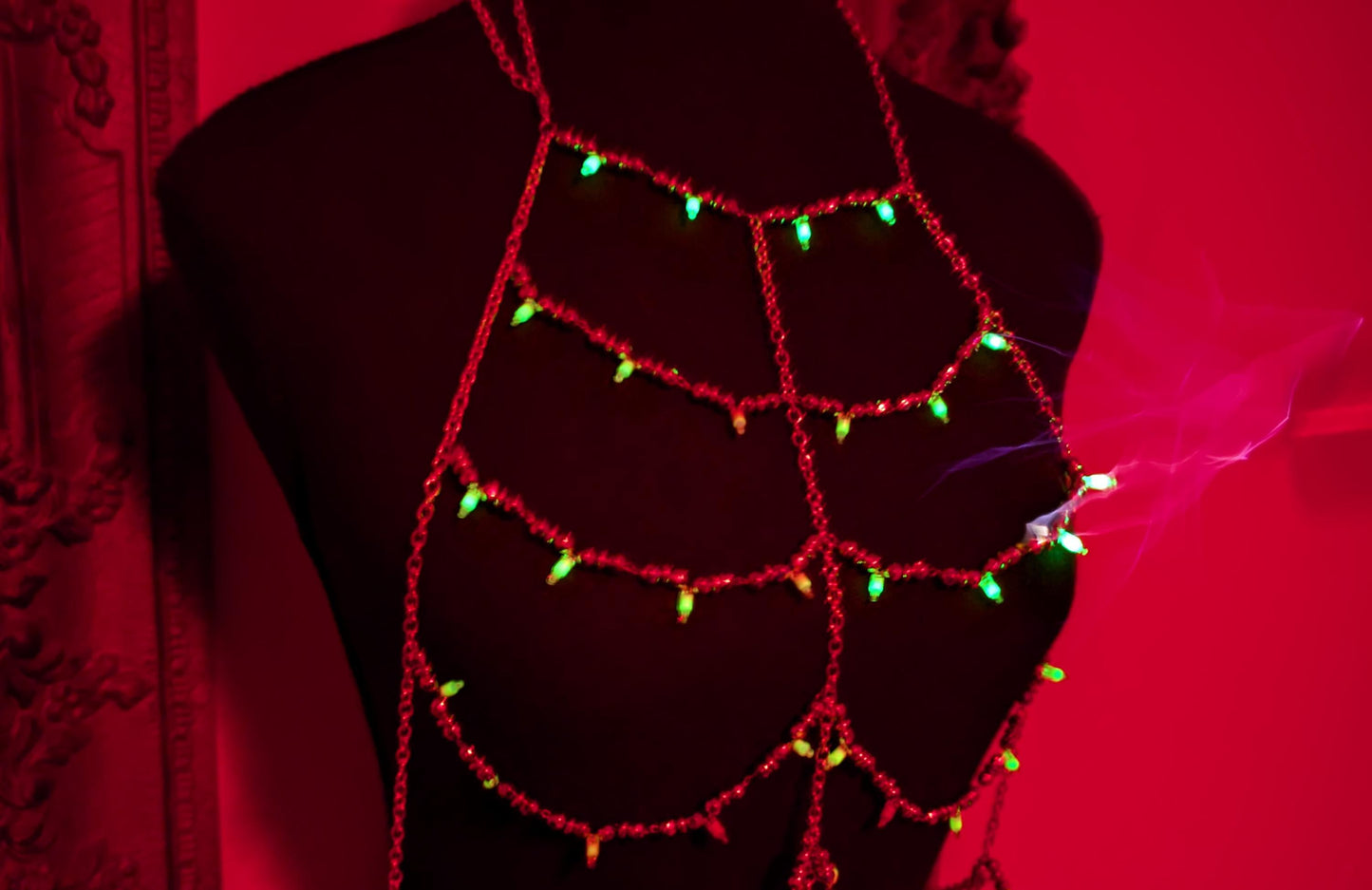 ElectriCuties Neon Body Chain for Electricity Sensation Play | "Astrape" | Kink, BDSM, e-Stim